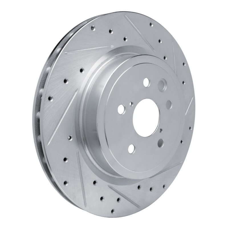 Lexus IS F Brake Rotor (1) - Rear Right - R1 Concepts - Drilled & Slotted - Silver - `08-`14